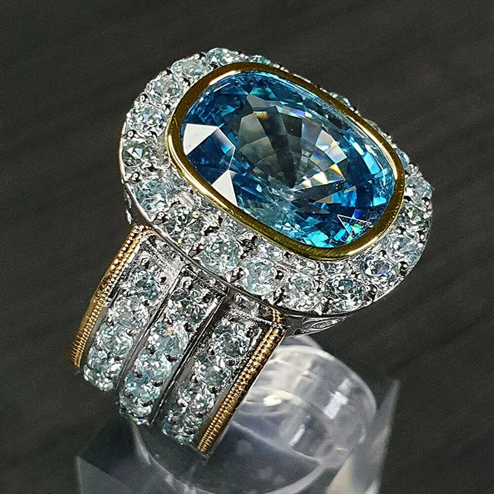 Oval Shaped Women Ring - Full Paved CZ - Brass | KIMLUD