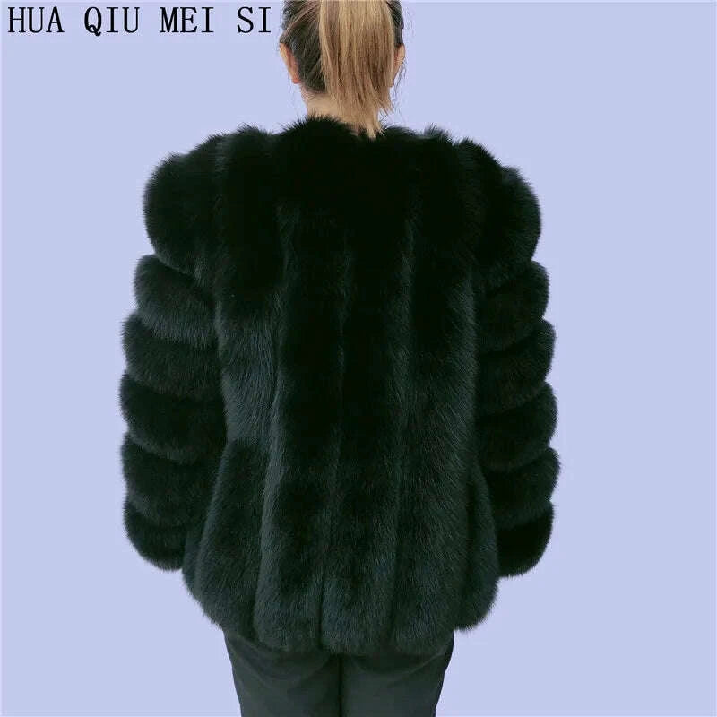 KIMLUD, Women's clothing fur coat red fox coat vertical stripe silver fox red fox fur coat fox fur coat women's natural fur coat coat, KIMLUD Womens Clothes