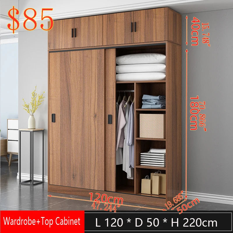 Walnut Wood Wardrobe Sliding Door — Walnut | KIMLUD