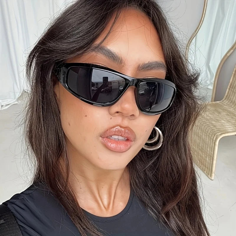 Y2K Eyewear Unisex Half Rim Polarized — Black | KIMLUD