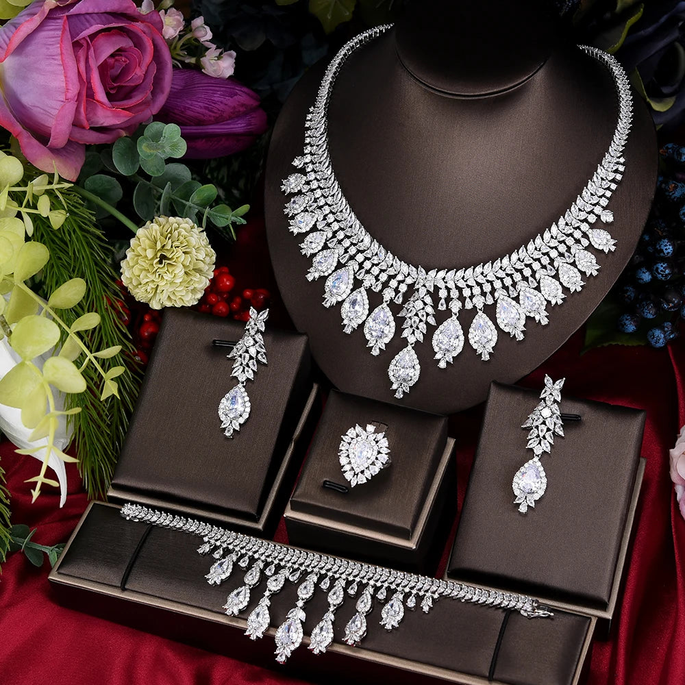 GODKI Famous Brand Green CZ Luxury African Jewelry Sets For Women Wedding Party Zircon Crystal Dubai Bridal Jewelry Set Gift