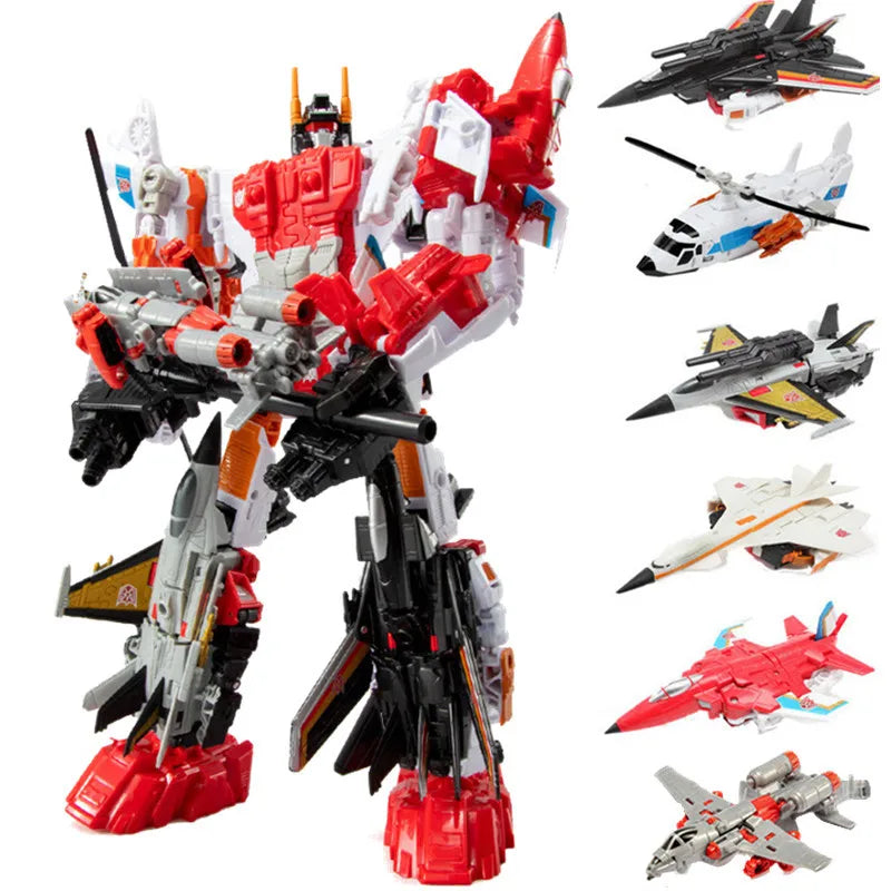 Haizhixing 6 IN 1 NEW Transformation Toys Anime Devastator Action Figure KO G1 Robot Aircraft Engineering Vehicle Model Boy Kids