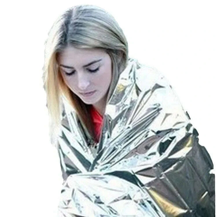 KIMLUD, Waterproof First Aid Thermal Mylar Survival Silver Foil Rescue Emergency Blanket for Outdoor, KIMLUD Womens Clothes