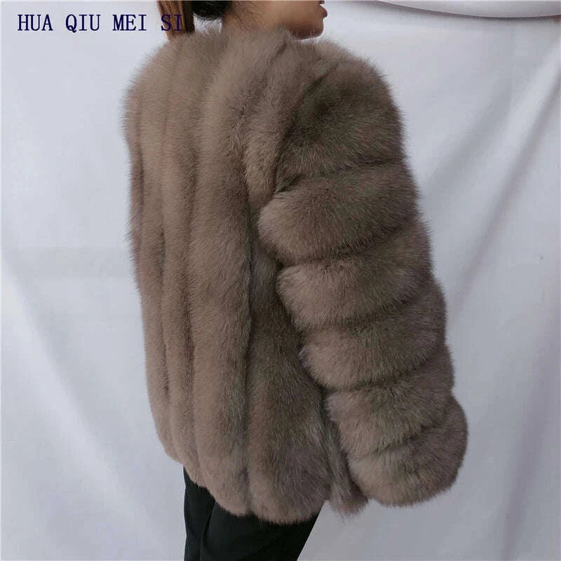 KIMLUD, Women's clothing fur coat red fox coat vertical stripe silver fox red fox fur coat fox fur coat women's natural fur coat coat, KIMLUD Womens Clothes