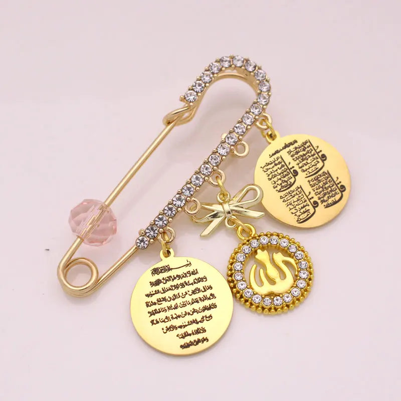 Gold-Tone Brooch Ayatul Kursi Four Qul Suras — Gold-Tone | KIMLUD