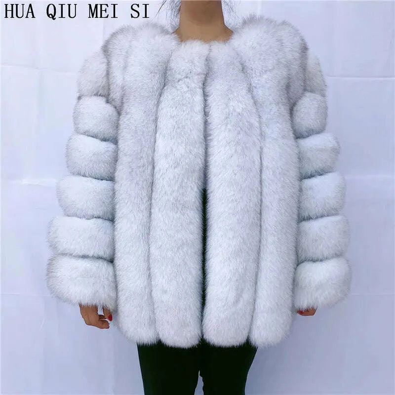 KIMLUD, Women's clothing fur coat red fox coat vertical stripe silver fox red fox fur coat fox fur coat women's natural fur coat coat, KIMLUD Womens Clothes