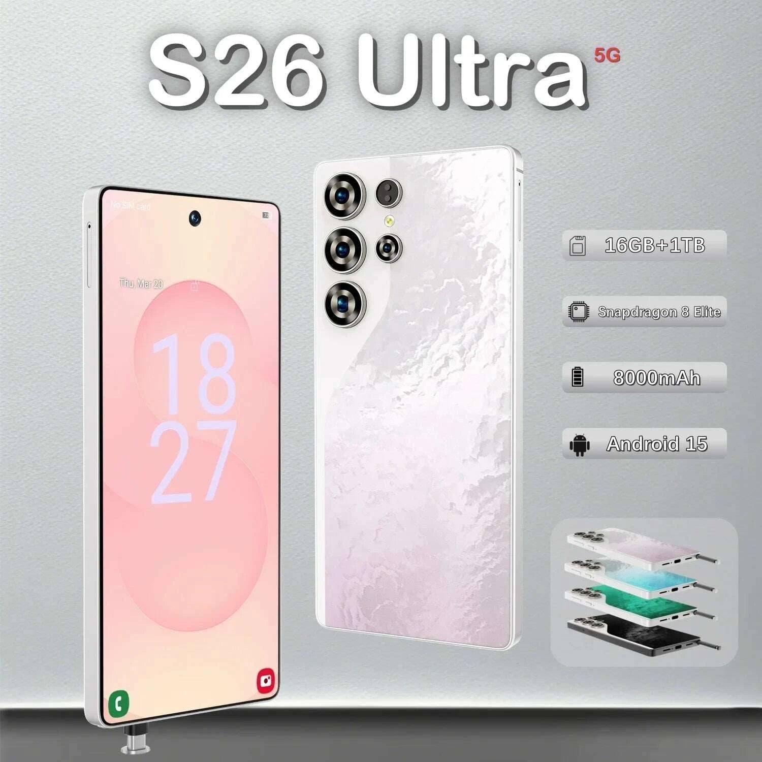 KIMLUD, Brand New S26 Ultra 5G Smartphone 16GB+1TB Android 15.0 108MP HD Screen 5G 7.3inch Dual Card Decacore CPU 100W Quick Charge, KIMLUD Womens Clothes
