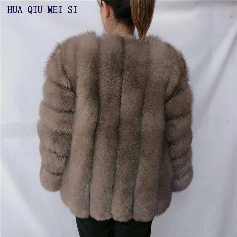 KIMLUD, Women's clothing fur coat red fox coat vertical stripe silver fox red fox fur coat fox fur coat women's natural fur coat coat, KIMLUD Womens Clothes