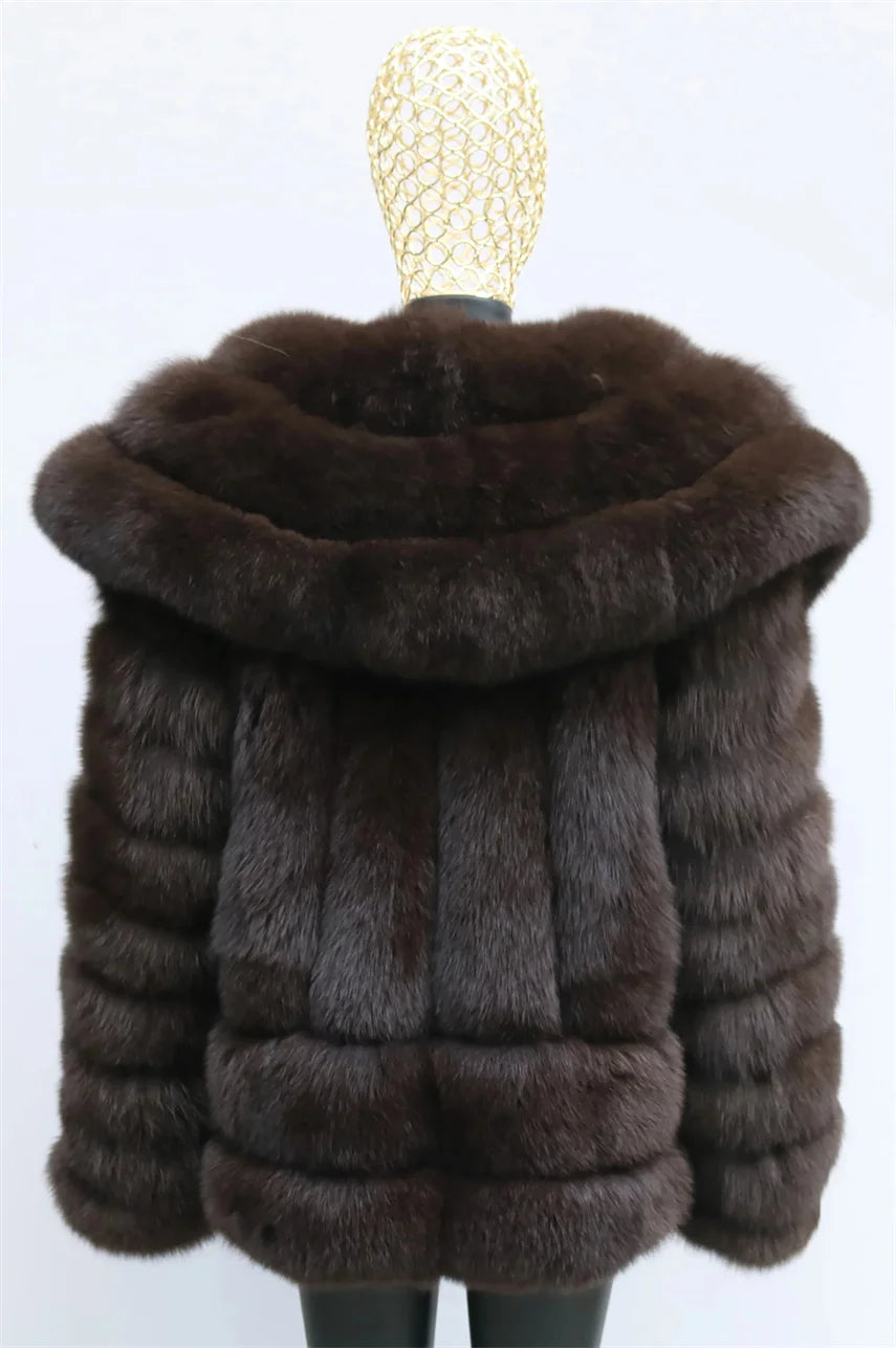 fox Fur Coat Red pink Women's Fox Fur Jacket with Big Shawl Collar Winter Outerwear Furry Elegant Fox Fur White Coat Mink Coat