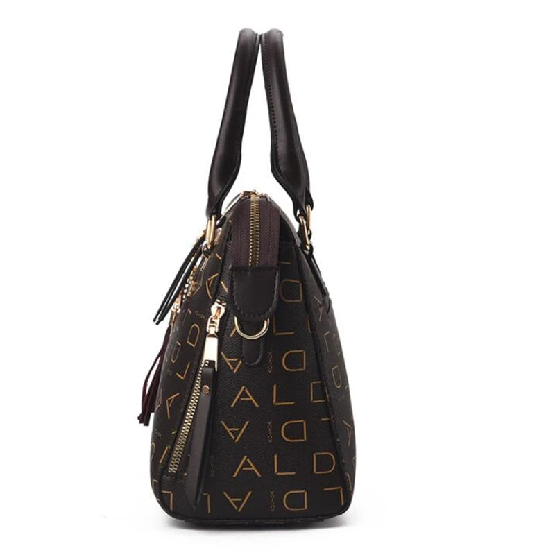 PU Leather Handbag Tassel Top-Handle — Black | KIMLUD