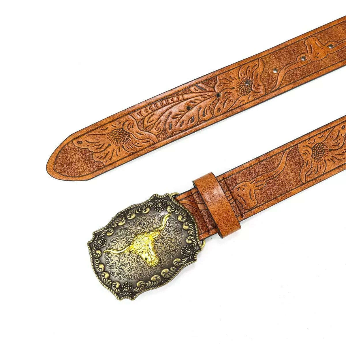 KIMLUD, Denim Belt Cow Head Large Plate Buckle Trendy Denim Belt Cow Head, KIMLUD Womens Clothes