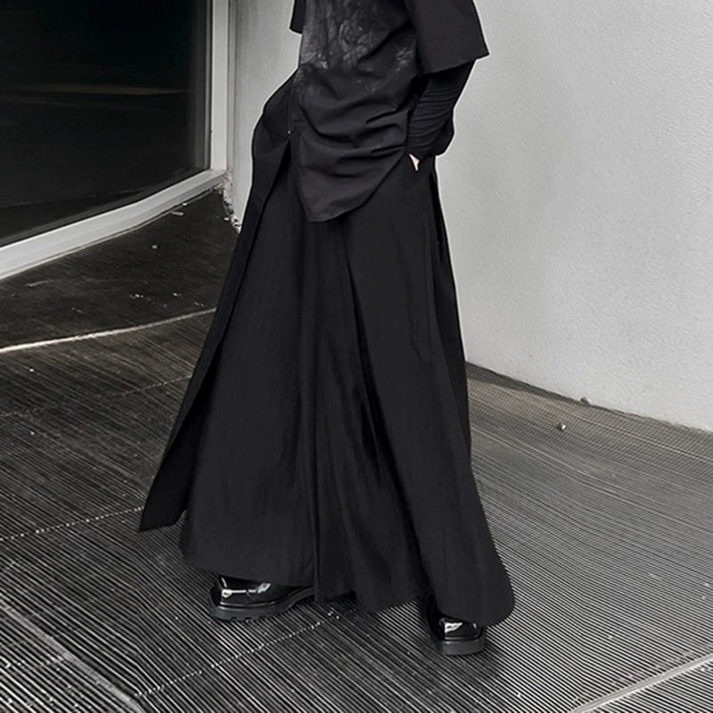 Yamamoto Dark Japanese Double Layer Knedo Trousers Men and Women 2023 New Arrival Stripes High Waist Black Pantskirt Straight-leg Loose Pants