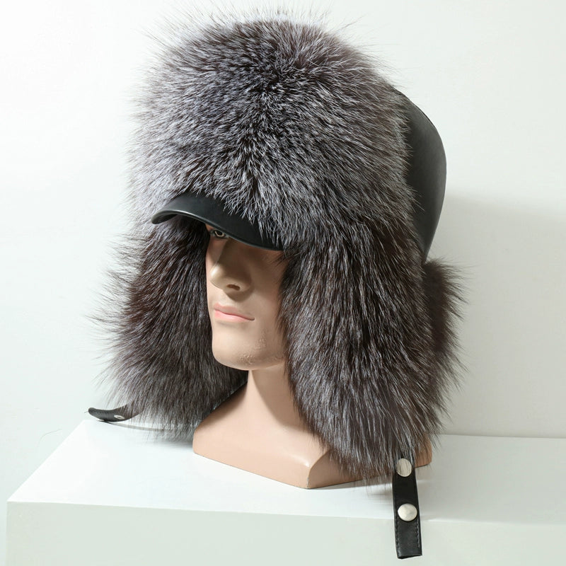 KIMLUD, Winter Middle-Aged and Elderly Raccoon Fur Leather Men Ushanka, KIMLUD Womens Clothes