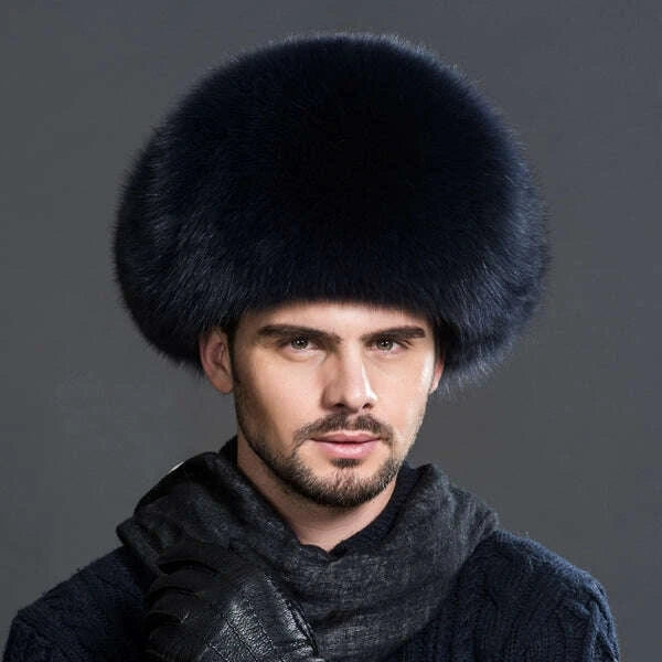 KIMLUD, Winter Middle-Aged and Elderly Raccoon Fur Leather Men Ushanka, KIMLUD Womens Clothes
