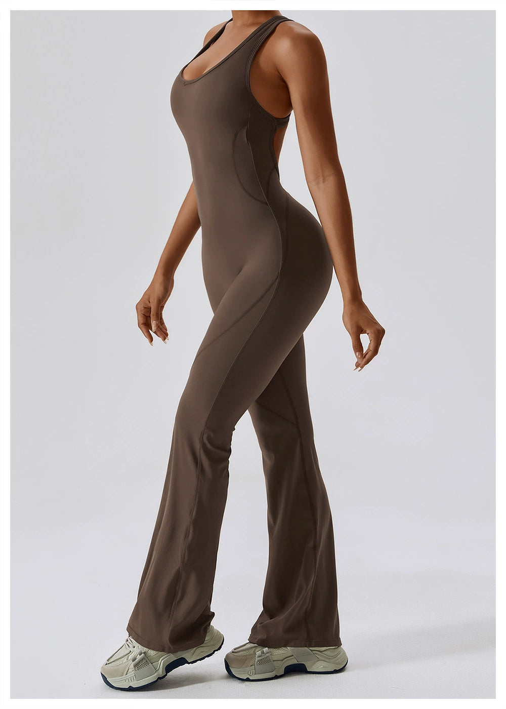 Open Back Quick-Drying Slightly Flared Dance Yoga Clothes Jumpsuit
