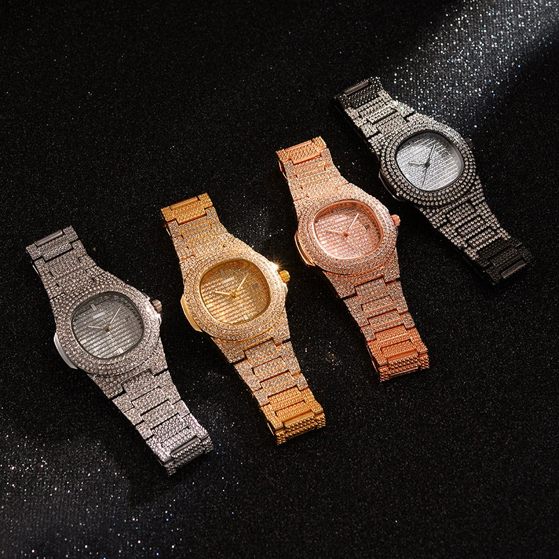 Export Trendy Rhinestone Hip Hop Rap Gypsophila Watch