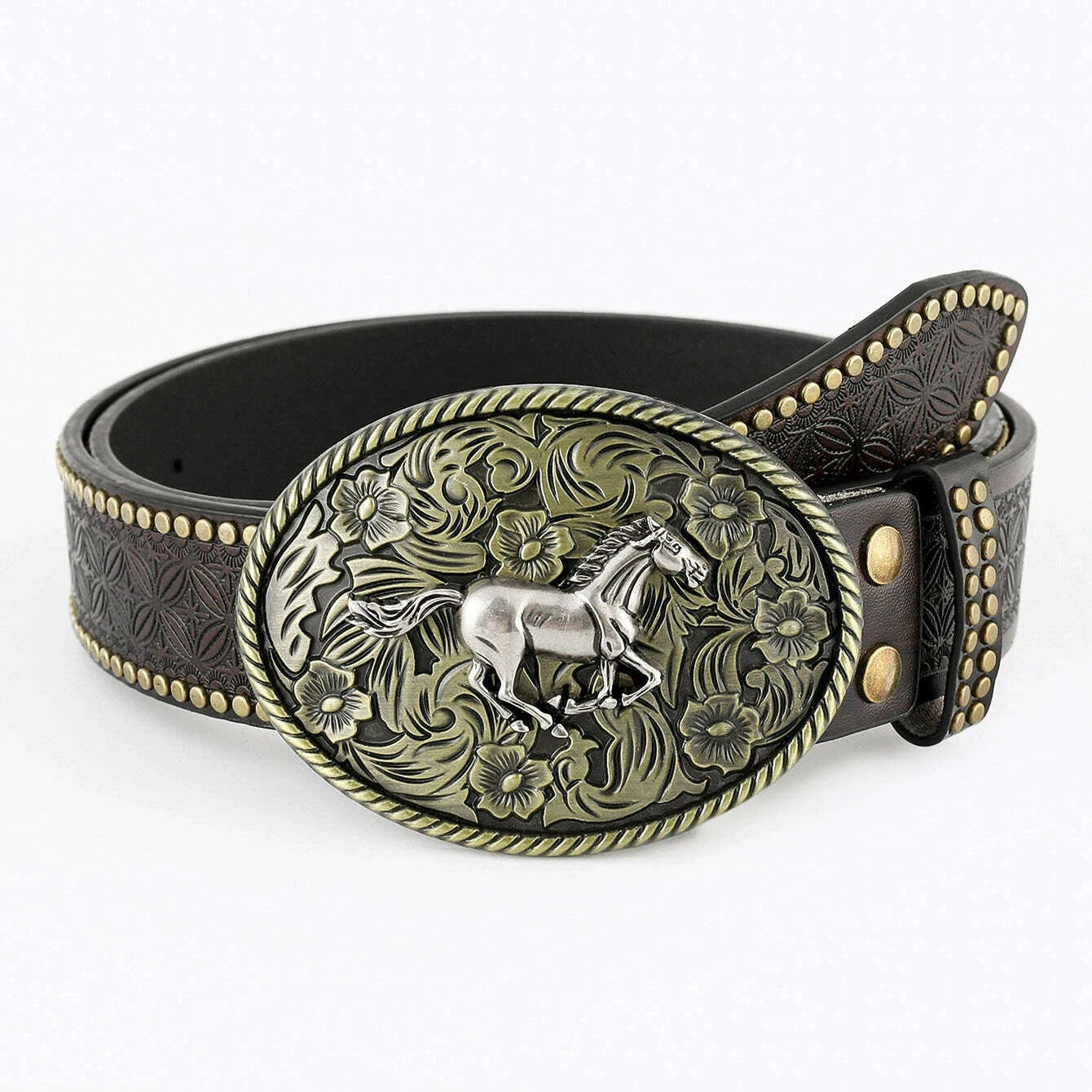 KIMLUD, Denim Belt Cow Head Large Plate Buckle Trendy Denim Belt Cow Head, KIMLUD Womens Clothes