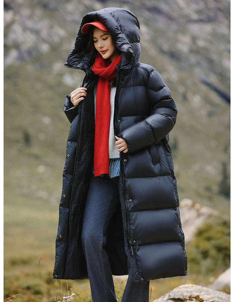 KIMLUD, 3,000 Camp New arrival 95 White Duck Down Small thickened Heattech Over Knee Mid Length Long Length Extreme Cold Down jacket Female Winter, KIMLUD Womens Clothes