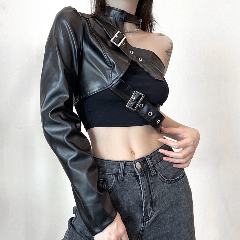 European and American Women's Clothing Piku Ins-Style One-Shoulder Jacket