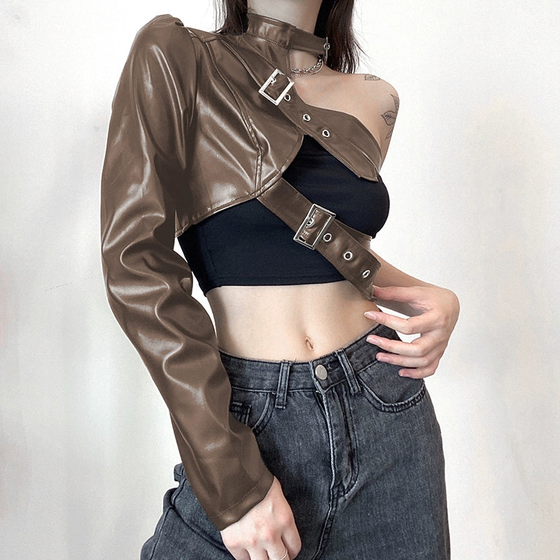 European and American Women's Clothing Piku Ins-Style One-Shoulder Jacket