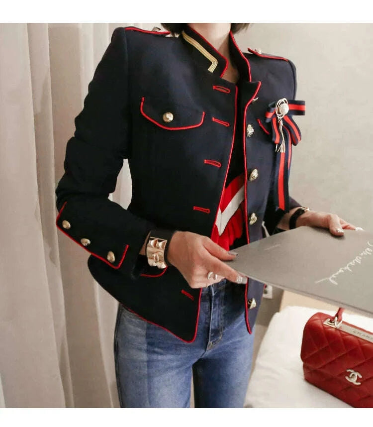 KIMLUD, Women's Korean-Style Short Coat for Autumn and Winter Stand-up Collar Slim Fit, KIMLUD Womens Clothes