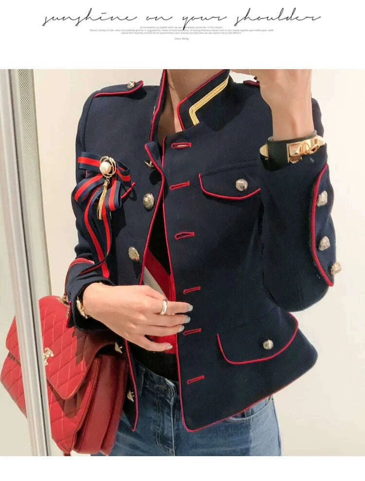 KIMLUD, Women's Korean-Style Short Coat for Autumn and Winter Stand-up Collar Slim Fit, KIMLUD Womens Clothes