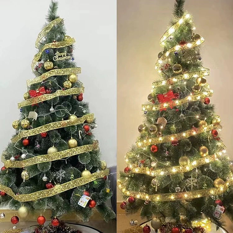 Christmas Tree Decorative Lamp Christmas Scene Layout Pendant Lighting Ribbon Luminous Ribbon LED Lighting Chain Ribbon Ornaments