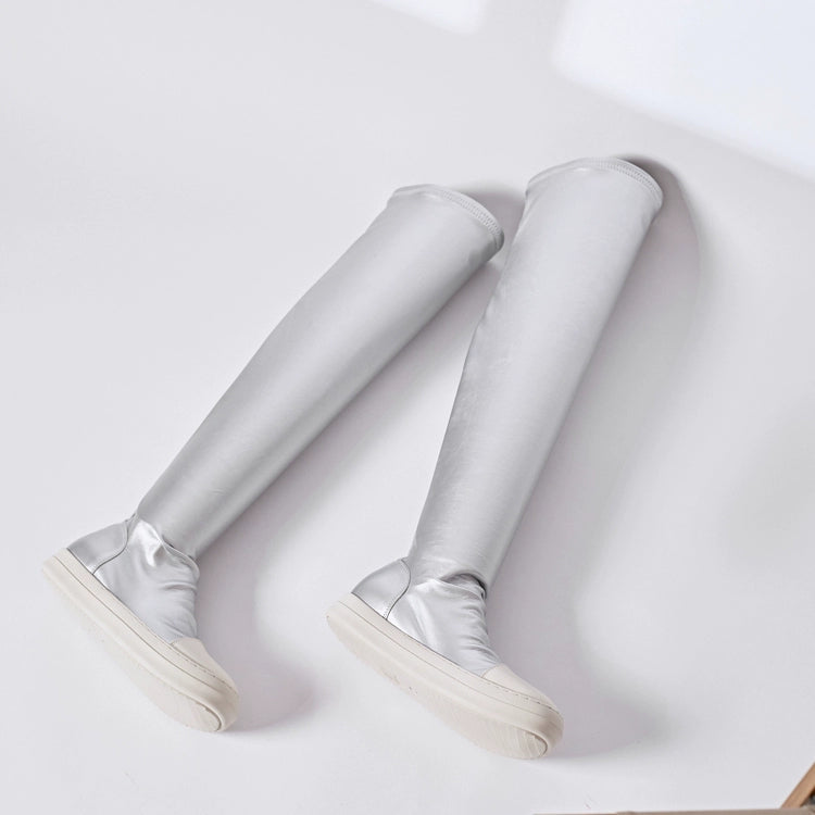 Boots All-Matching round Toe Flat Bottom Fleece-Lined over the Knee Boots