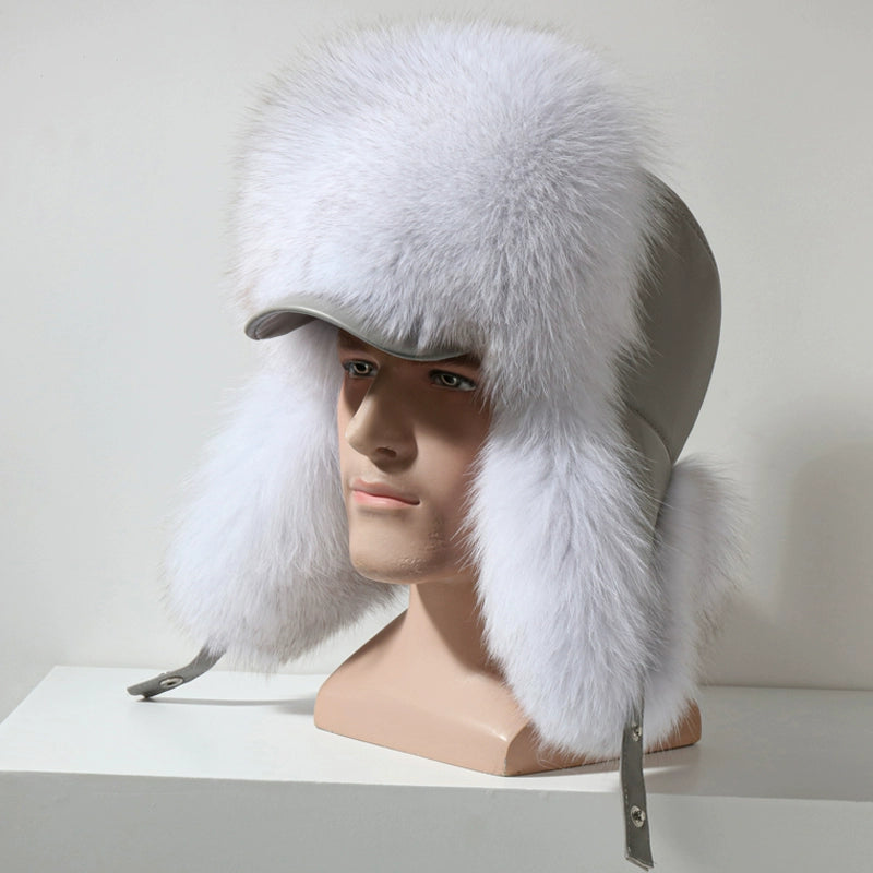 KIMLUD, Winter Middle-Aged and Elderly Raccoon Fur Leather Men Ushanka, KIMLUD Womens Clothes
