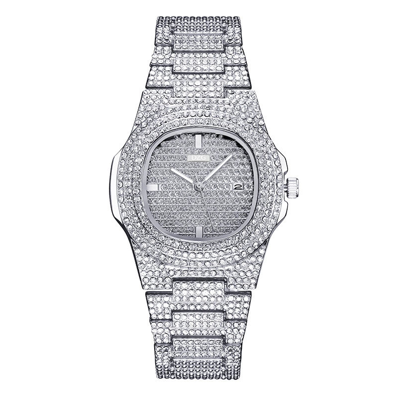 Export Trendy Rhinestone Hip Hop Rap Gypsophila Watch