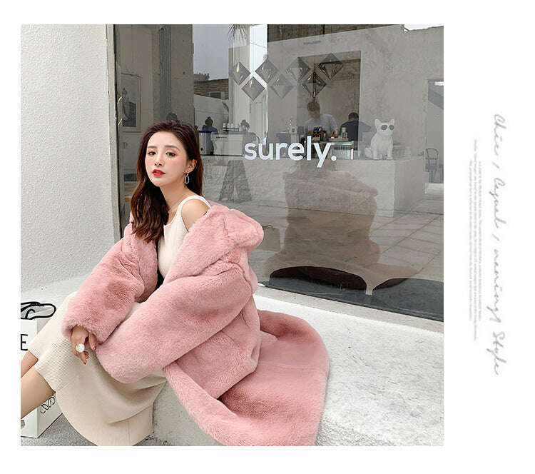 KIMLUD, 2024 New Winter Hooded Women Faux Fur Coat Ladies Thick Warm Long Fur Jacket Soft Tedy Female Loose Faux Fur Coats Outwear Parka, KIMLUD Womens Clothes