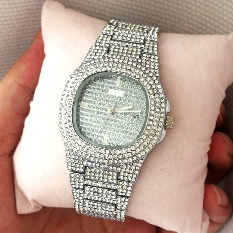 Export Trendy Rhinestone Hip Hop Rap Gypsophila Watch