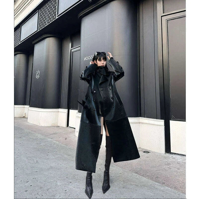 retro-fancy-black-textured-windbreaker-for-women-2025-winter-new-high-neck-temperament-waist-controlled-long-fur-coatkimlud-womens-fashion-34608755