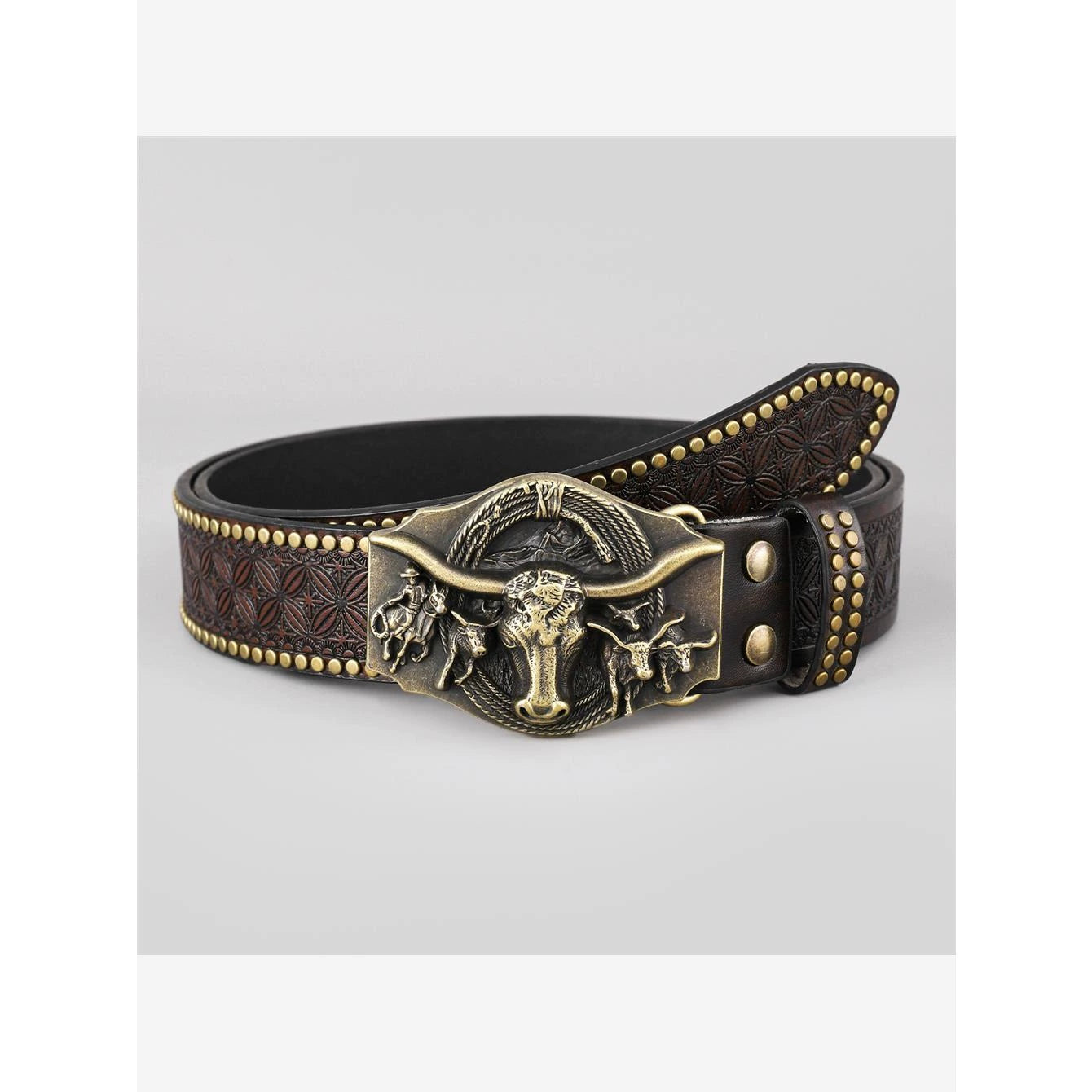 KIMLUD, Denim Belt Cow Head Large Plate Buckle Trendy Denim Belt Cow Head, KIMLUD Womens Clothes