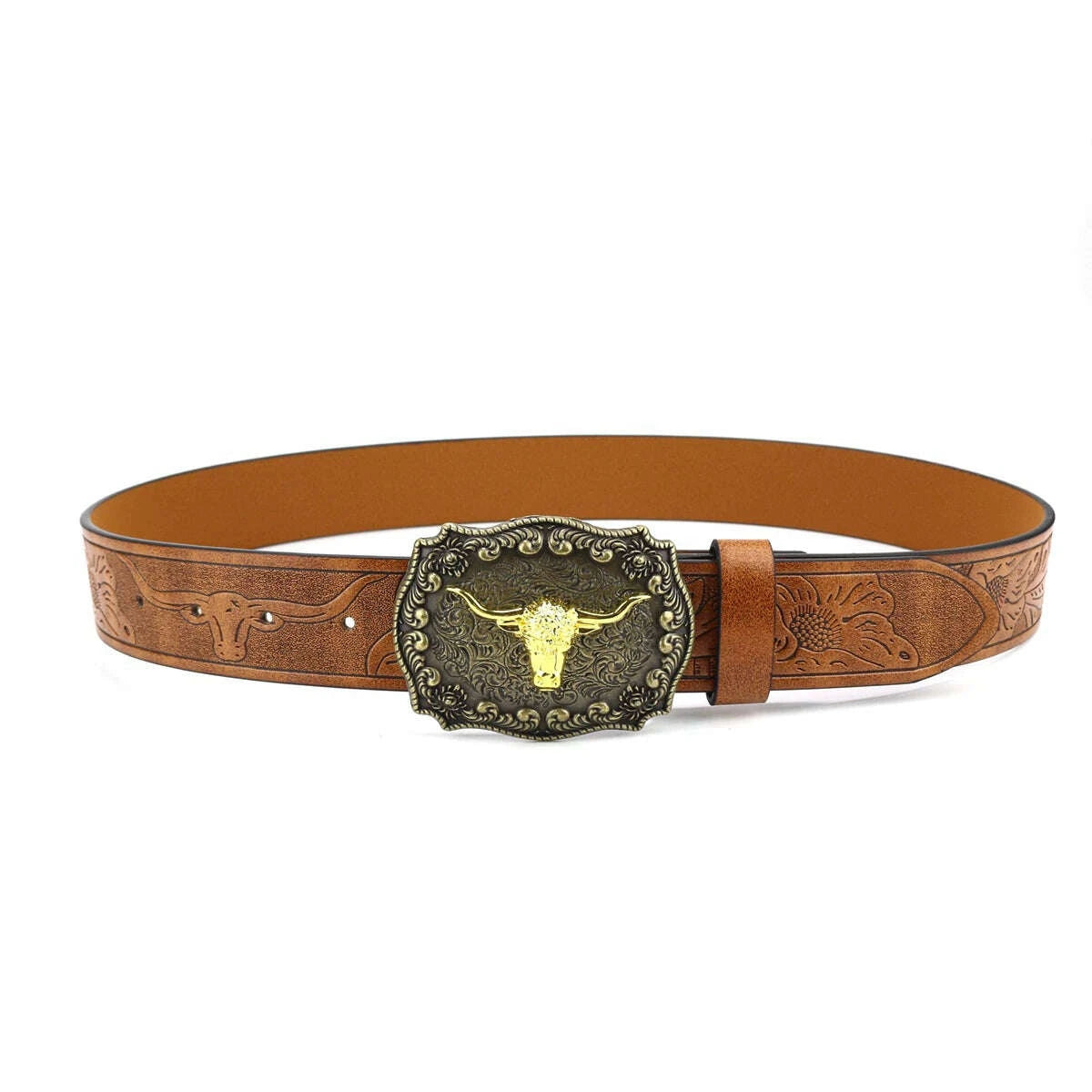KIMLUD, Denim Belt Cow Head Large Plate Buckle Trendy Denim Belt Cow Head, KIMLUD Womens Clothes