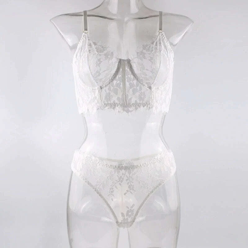 KIMLUD, White with Steel Ring Fishbone Camisole Bra Tops Sexy Lingerie Set Women Bra Set, KIMLUD Womens Clothes