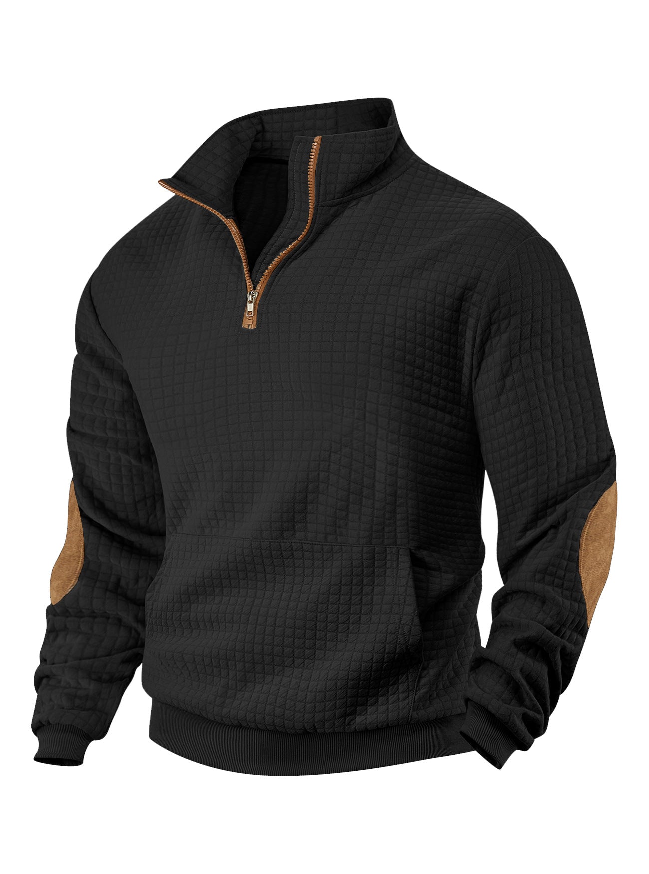 Quilted Zip-Up Sweatshirt For Autumn And Winter — Navy | KIMLUD