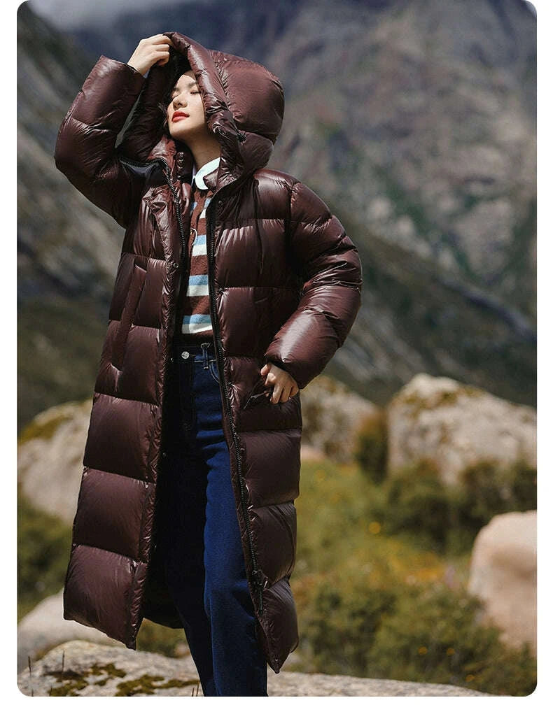KIMLUD, 3,000 Camp New arrival 95 White Duck Down Small thickened Heattech Over Knee Mid Length Long Length Extreme Cold Down jacket Female Winter, KIMLUD Womens Clothes