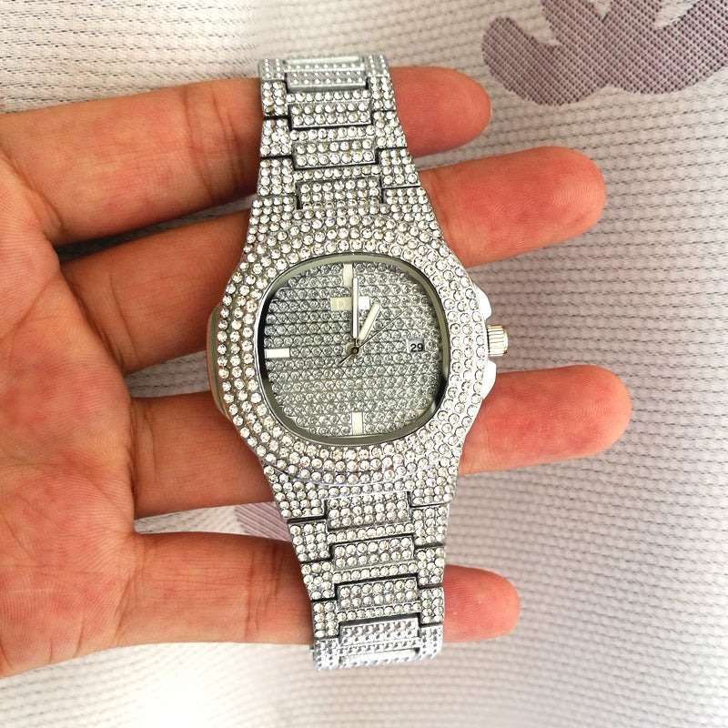 Export Trendy Rhinestone Hip Hop Rap Gypsophila Watch