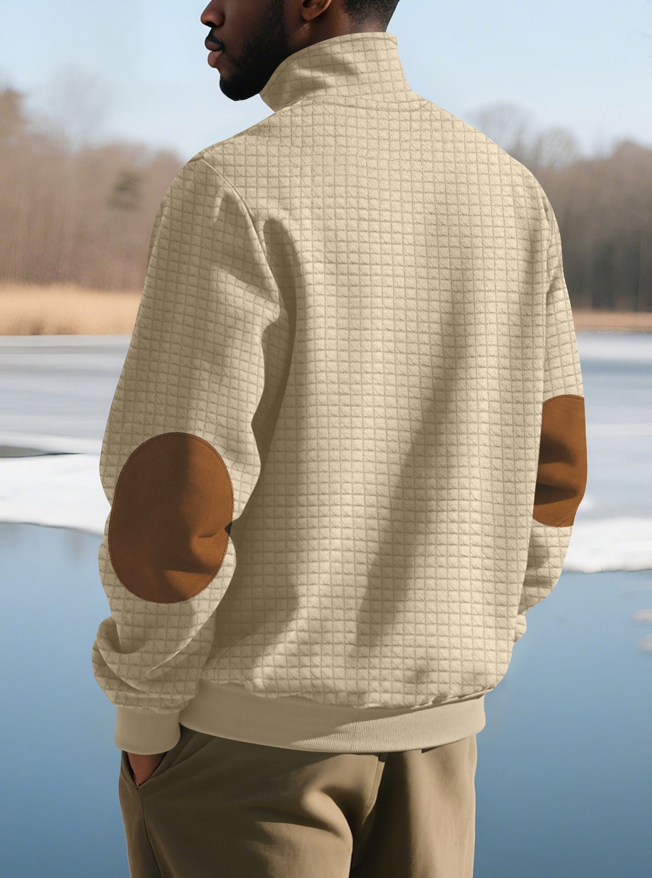 Quilted Zip-Up Sweatshirt For Autumn And Winter — Navy | KIMLUD