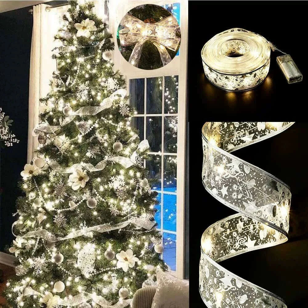 KIMLUD, Christmas Tree Led Pendant Gilding Ribbon Christmas, KIMLUD Womens Clothes