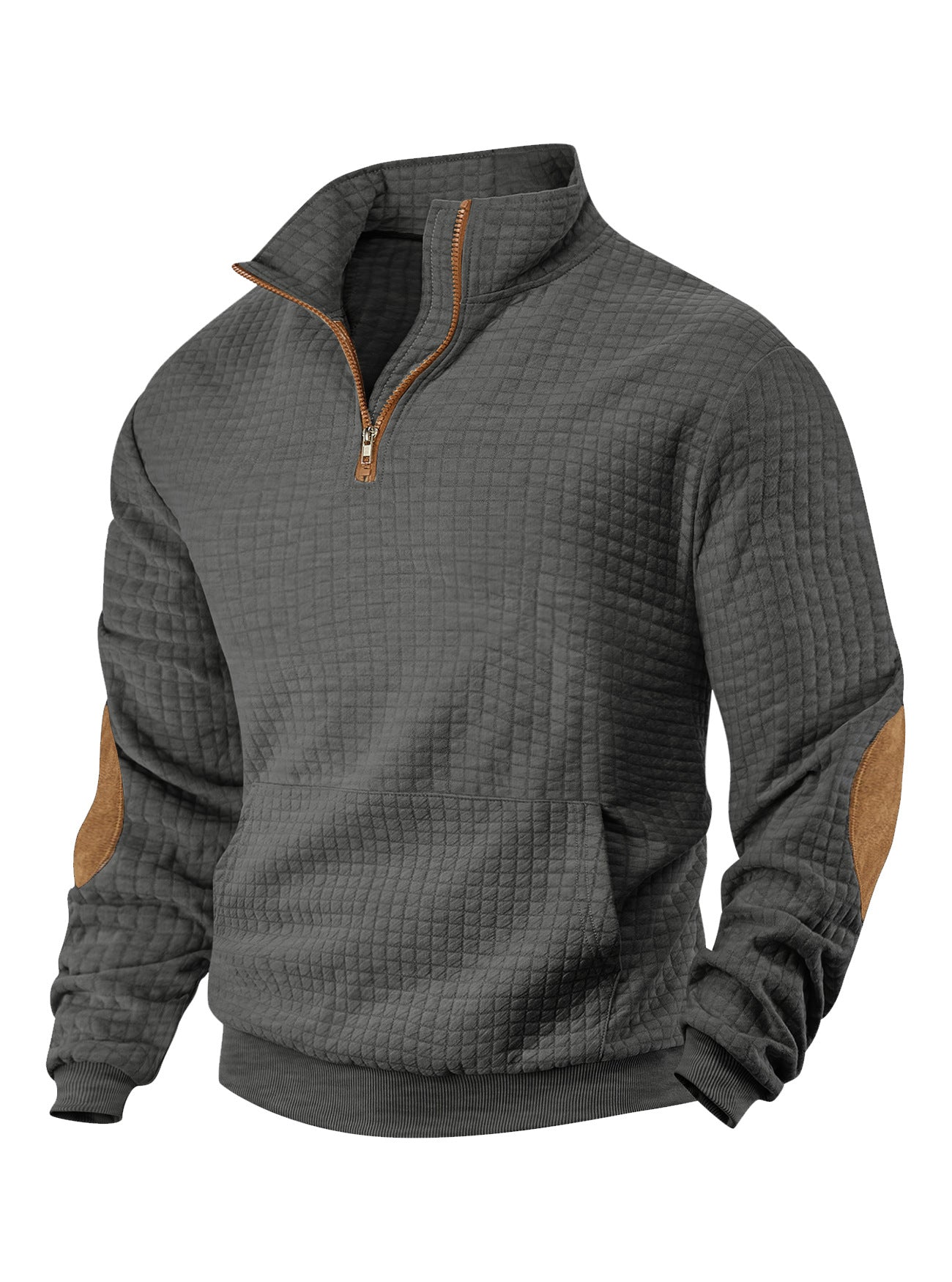 Quilted Zip-Up Sweatshirt For Autumn And Winter — Navy | KIMLUD