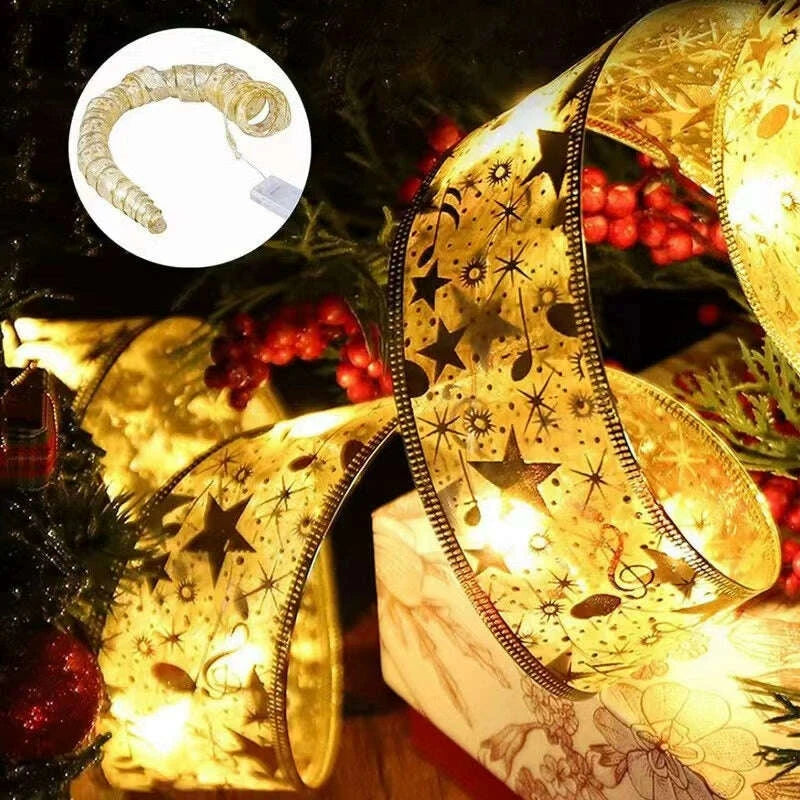 KIMLUD, Christmas Tree Decorative Lamp Christmas Scene Layout Pendant Lighting Ribbon Luminous Ribbon LED Lighting Chain Ribbon Ornaments, KIMLUD Womens Clothes