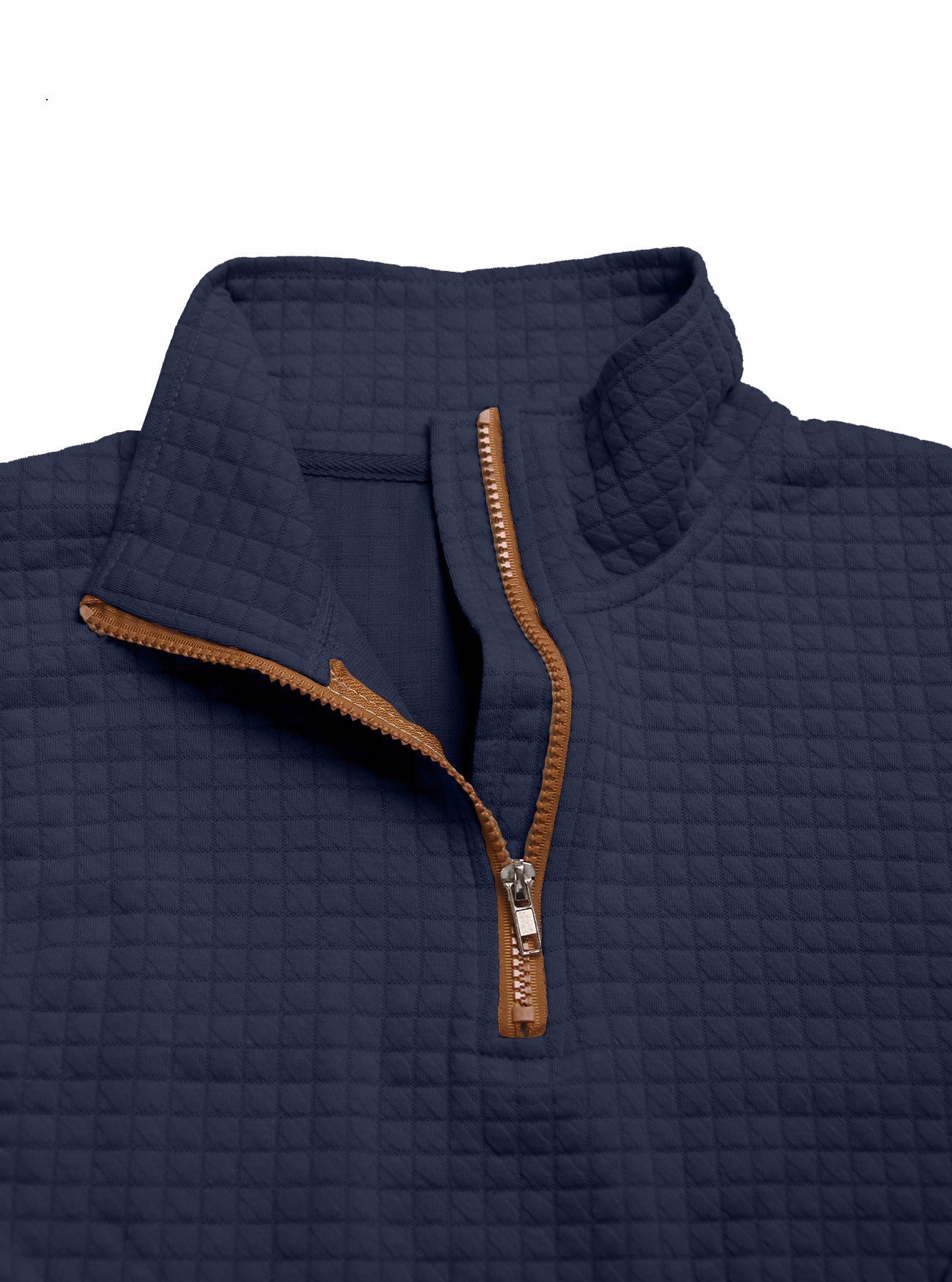 Quilted Zip-Up Sweatshirt For Autumn And Winter — Navy | KIMLUD