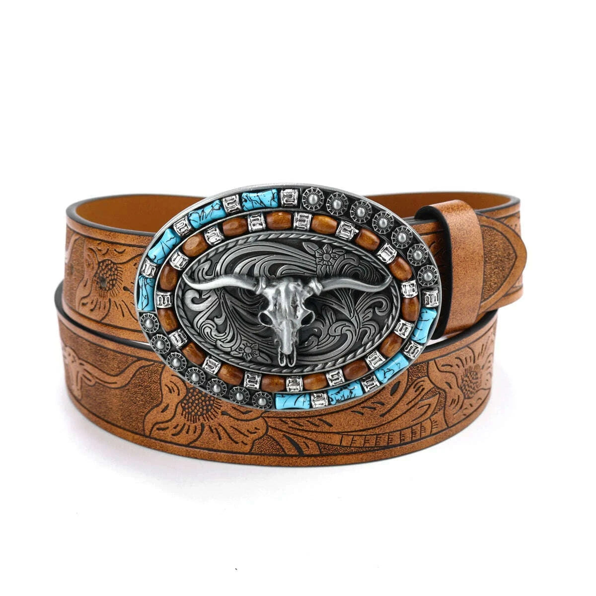 KIMLUD, Denim Belt Cow Head Large Plate Buckle Trendy Denim Belt Cow Head, KIMLUD Womens Clothes