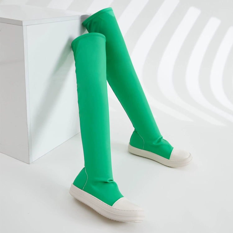 Boots All-Matching round Toe Flat Bottom Fleece-Lined over the Knee Boots