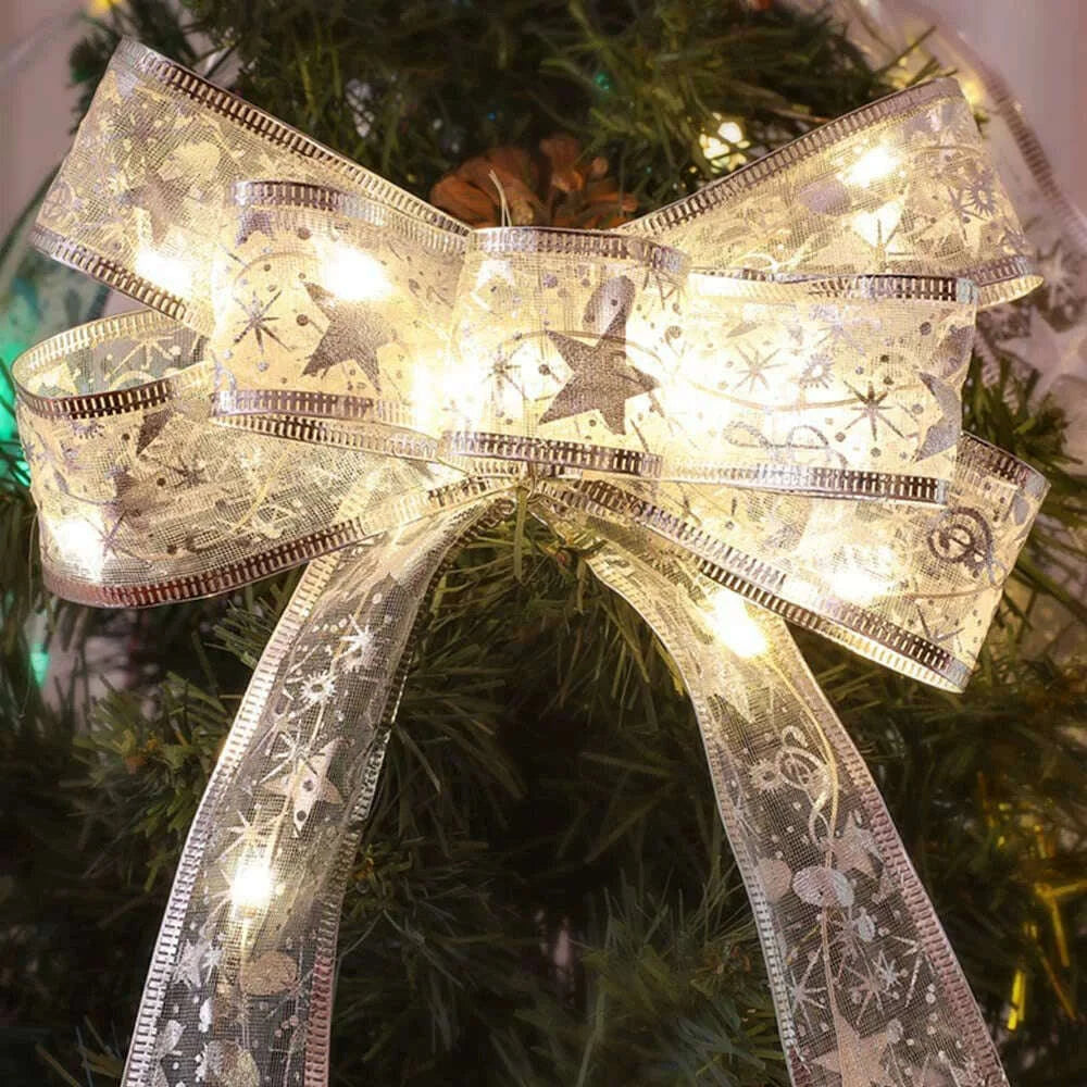 KIMLUD, Christmas Tree Led Pendant Gilding Ribbon Christmas, KIMLUD Womens Clothes