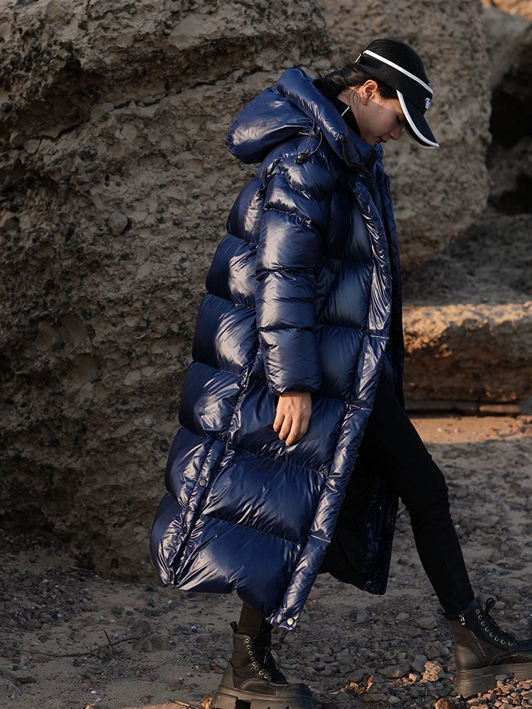 3,000 Camp New arrival 95 White Duck Down Small thickened Heattech Over Knee Mid Length Long Length Extreme Cold Down jacket Female Winter