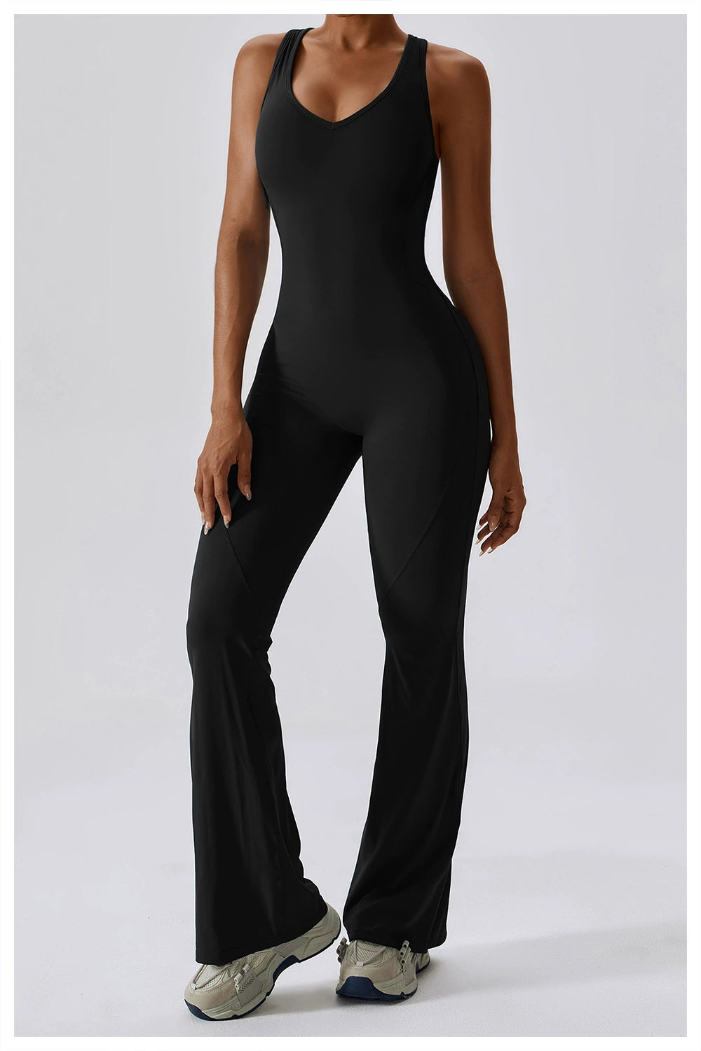Open Back Quick-Drying Slightly Flared Dance Yoga Clothes Jumpsuit