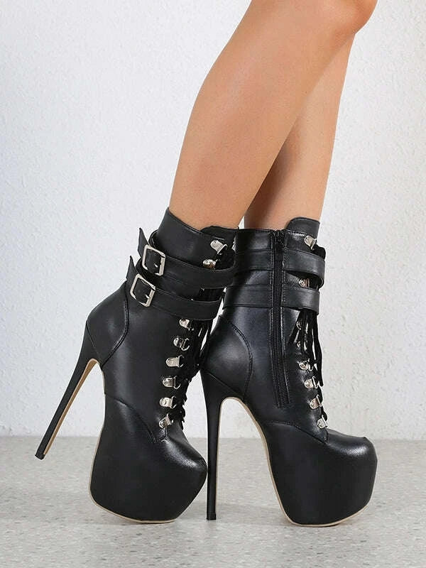 KIMLUD, Boots Motorcycle Boots Waterproof Platform Super High Heel Punk, KIMLUD Womens Clothes